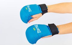 Перчатки для каратэ MATSA MA-0010-BL (PU, р-р S-XL, синий, манжет на резинке)