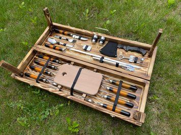 Подарочный набор Кейс-столик Гриль Box 2 M1. Шашлычный набор. Подарок мужчине, С гравировкой