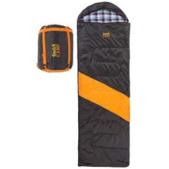 Спальник-одеяло GreenCamp 230*75 см, подкладка Barberi,450 гр/м2, черно-оранжевый