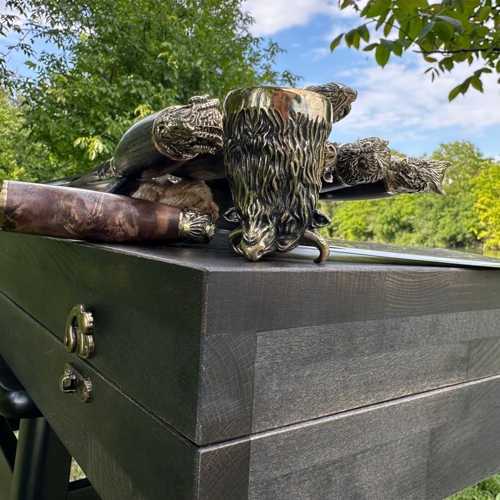 Подарунковий шашличний набір Дикі Звірі 41 у дерев'яному кейсі