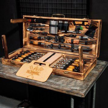 Максимальний набір шампурів у кейсі столику на 12 персон Maksimys PRO-12 №3. Ідеальний варіант подарунку для пікніка