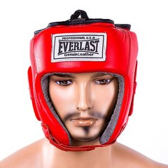 Шлем для бокса Everlast кожа открытый красный, Красный, M