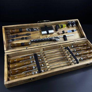 Набір шампурів у кейсі Shampur Box №3 S. Шашличний набір. Подарунок чоловікові