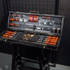 Винтажный набор шампуров в кейсе Охотник 1. Подарок для мужчины + Гравировка