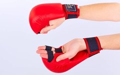 Перчатки для каратэ ZEL ZB-4007-R (PU, р-р S-XL, красный, манжет на резинке)