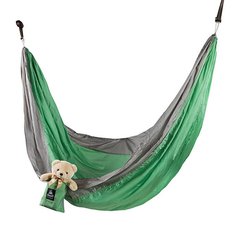 Гамак GreenCamp "CANYON", 310*220 см, парашютный шелк, серый/зеленый, крепеж, до 180кг.