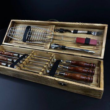 Набор шампуров в кейсе Grill Box-2 S2. Шашлычный набор. Подарок мужчине
