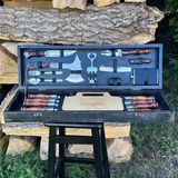 Набор шампуров в винтажном чехле Hunter Black-2. Набор для шашлыка. Подарок мужчине