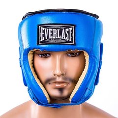 Шлем для бокса Everlast кожа открытый синий, Синий, S