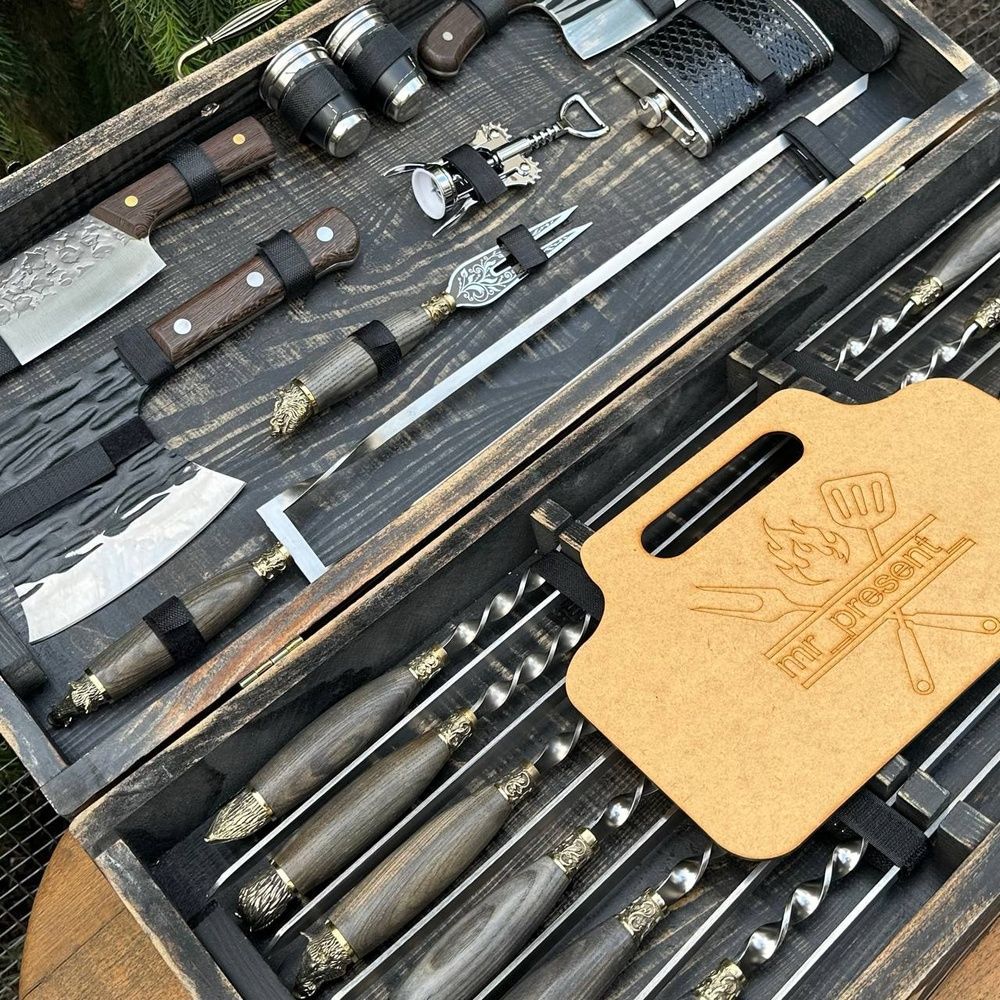 Преміальний набір шампурів у кейс-столику Vintage 6