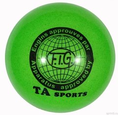 Мяч для художественной гимнастики "TA Sport" Д= 15 см зеленый с блесками