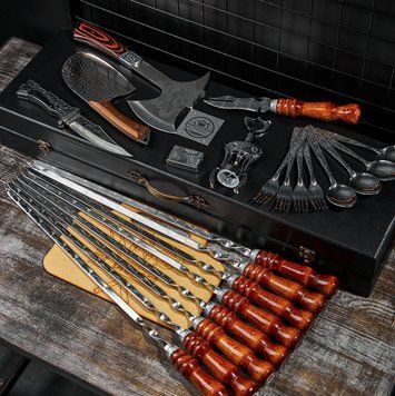 Набор шампуров в кейсе Blackwood №3 XL1. Шашлычный набор. Подарок папе, С гравировкой
