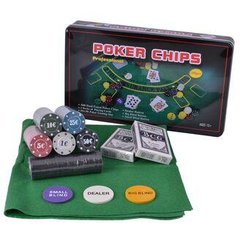 Покерный набор в металлической коробке-300 фишек