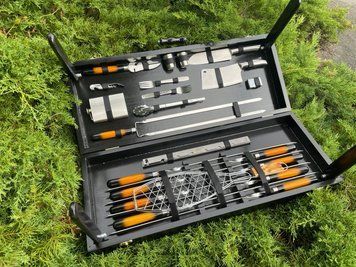 Набір шампурів Кейс-столик Grill master M1 . Шашличний набір. Подарунок батькові, З гравіюванням