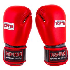 Боксерские перчатки TopTen, кожа, 10,12oz красный