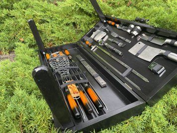 Набор шампуров Кейс-столик Grill master M2. Шашлычный набор. Подарок отцу, С гравировкой