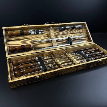 Набір шампурів у кейсі Ml-Box 2 S1. Шашличний набір. Подарунок хлопцю, З гравіюванням