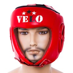 Шлем боксерский Velo AIBA кожа красный, Красный, M