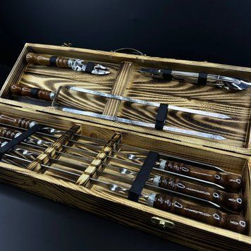 Набір шампурів у кейсі Ml-Box 2 S2. Шашличний набір. Подарунок хлопцю, З гравіюванням