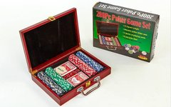 Набор для покера в деревянном чемодане на 200 фишек с номиналом (р-р 30,5х21х7,5см)