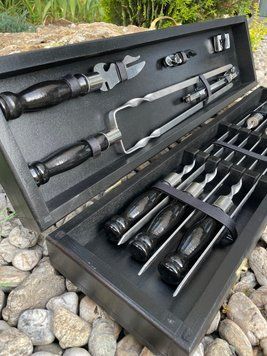 Подарочный набор Турист Black S1. Шашлычный набор. Подарок отцу, С гравировкой