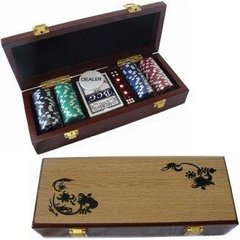 Покерный набор на 100 фишек в деревянном сундучке